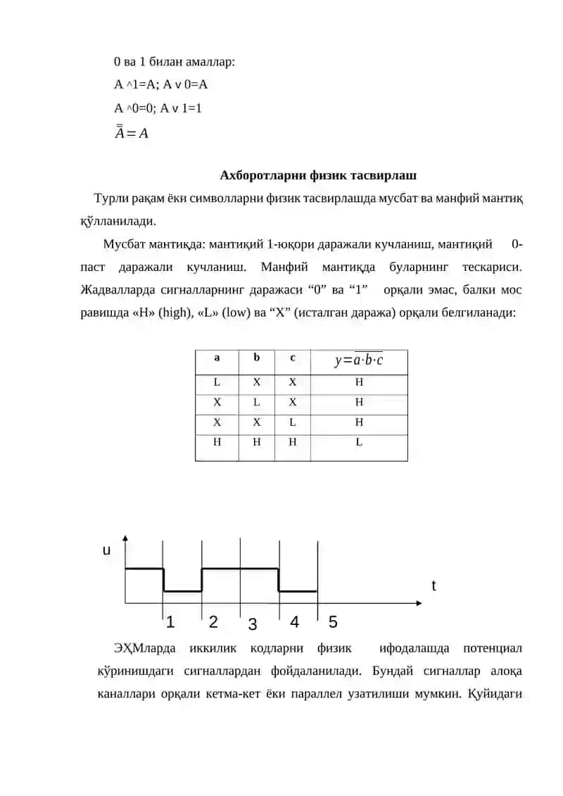 Mantiqiy algebraning asosiy qoida va qonunlari 2