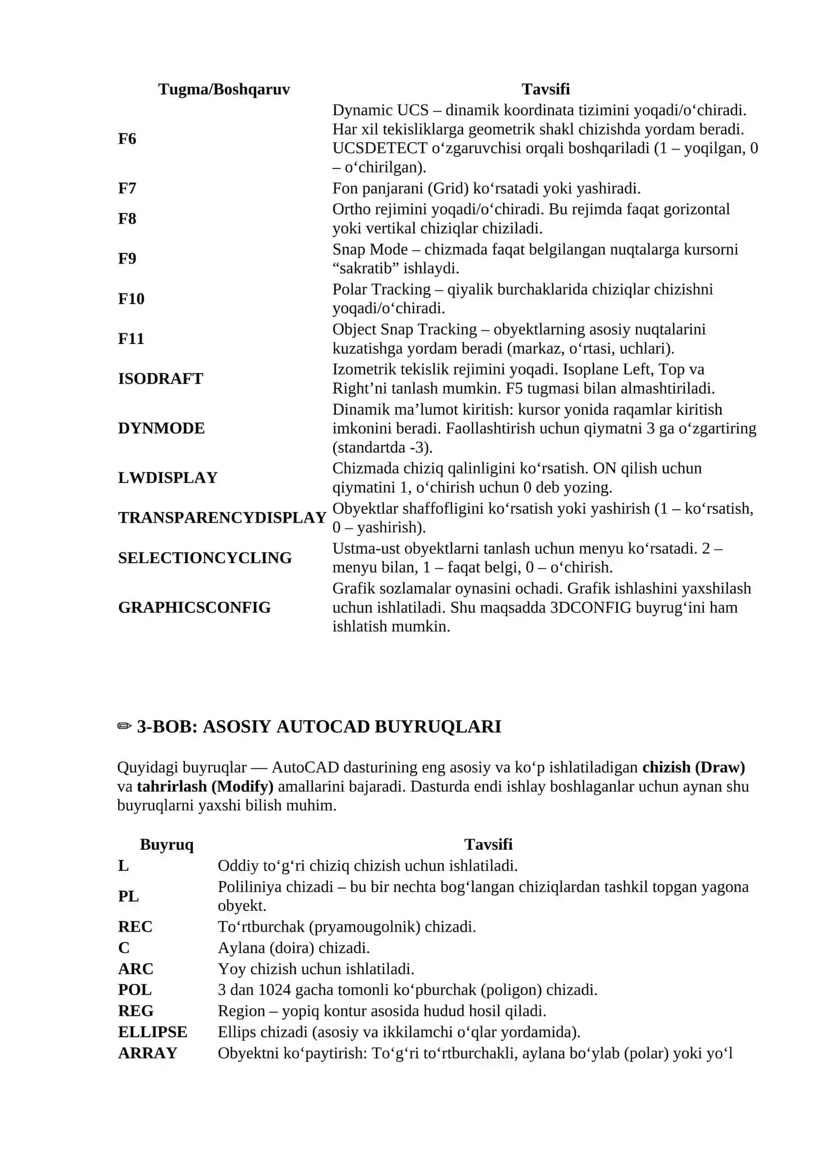 AutoCAD buyruqlari 2