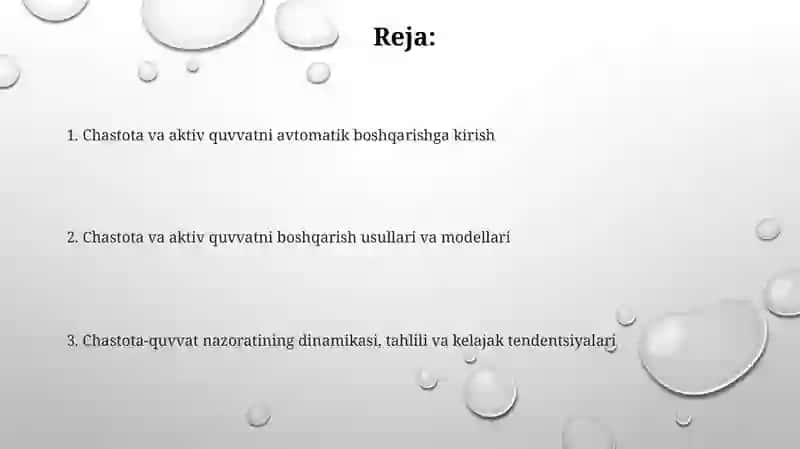 Chastota va aktiv quvvatni avtomatik rostlash 2
