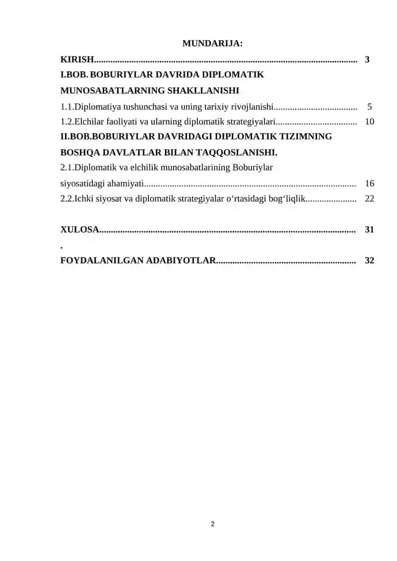 BOBURIYLAR DAVRIDA DIPLOMATIK VA ELCHILIK MUNOSABATLARI 2