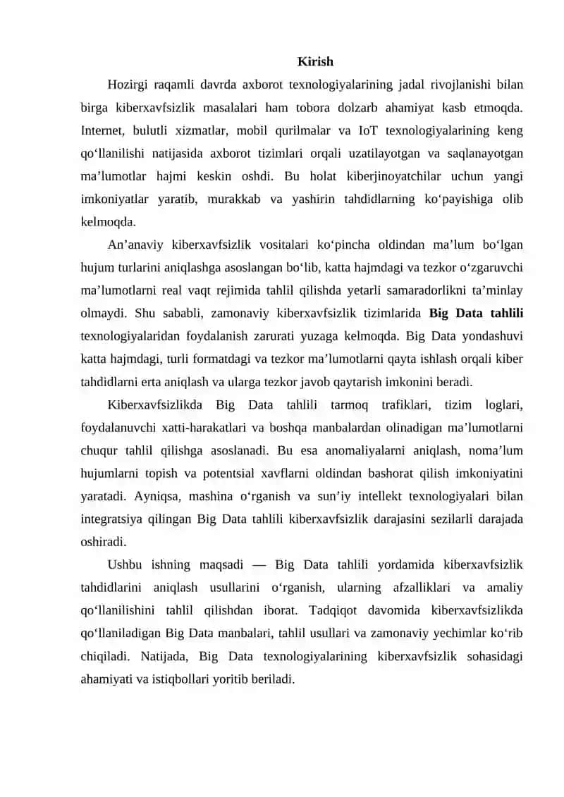Kiberxavfsizlik va Big Data Tahlili 2