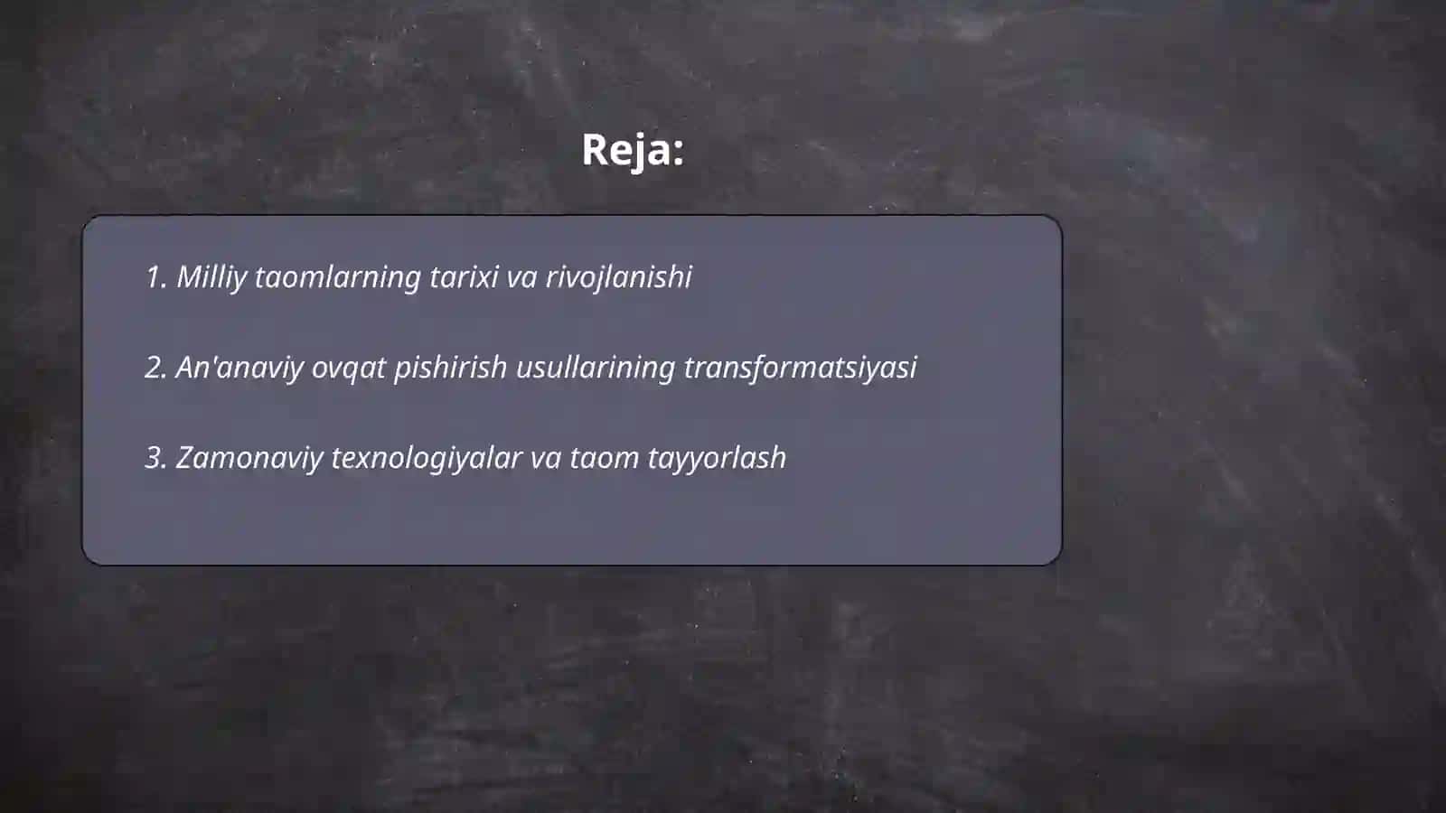 Moddiy madaniyatdagi transformatsiyalar taomlar bo‘yicha 2