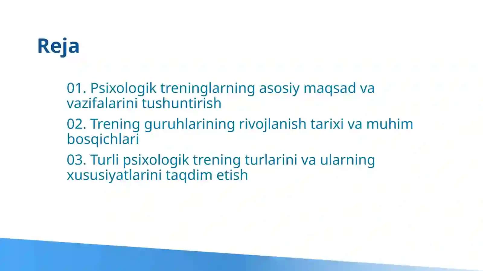 Pedagogika va Psixologiya: Trening guruhlarining rivojlanish tarixi. Trening turlari mavzusida slayd taqdimot 2