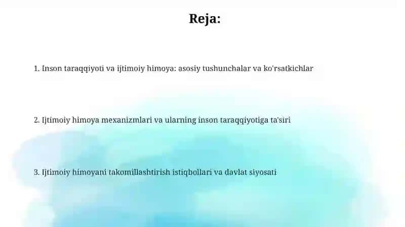 Inson taraqqiyotini ta'minlash va ijtimoiy xavfsizlik o‘rtasidagi bog‘liqlik masalalari 2