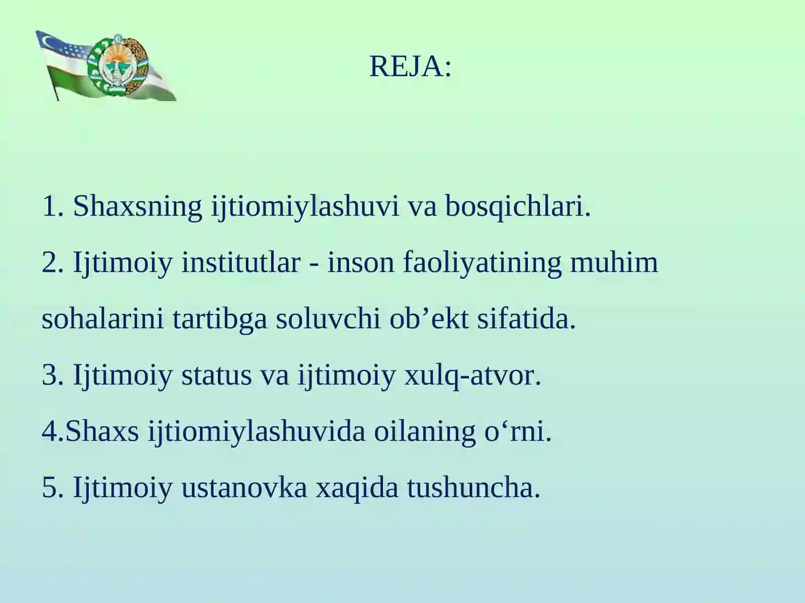 "SHAXS IJTIMOIYLASHUVI VA IJTIMOIY XULQ-ATVOR" 2