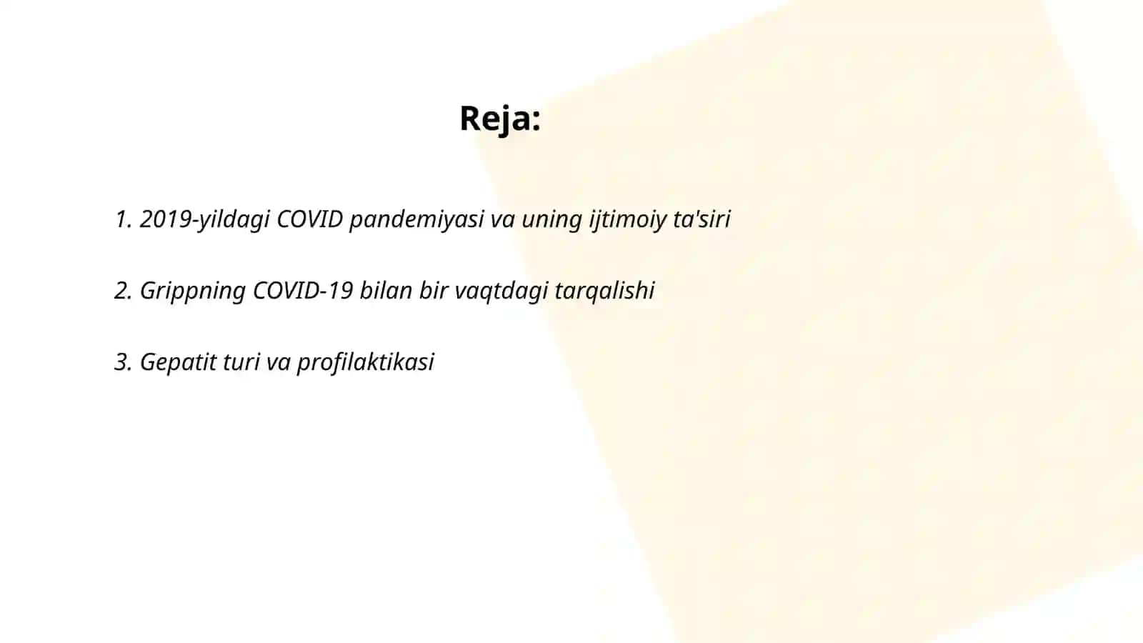 Covid 2019 Gripp gepatit va OITV |OITS- XXI asr muammolari 2