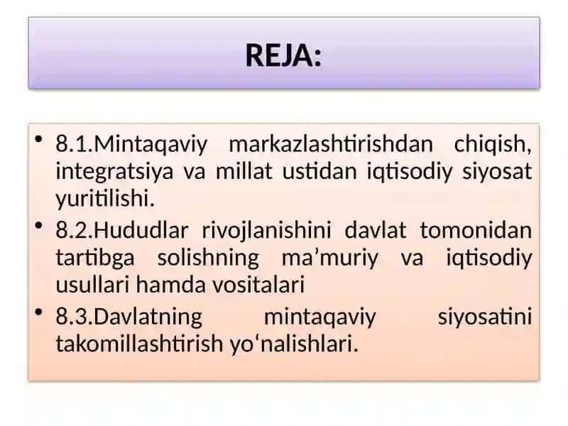 DAVLATNING MINTAQAVIY SIYOSATI VA HUDUDLAR RIVOJLANISHINING ISTIQBOLLARI 2