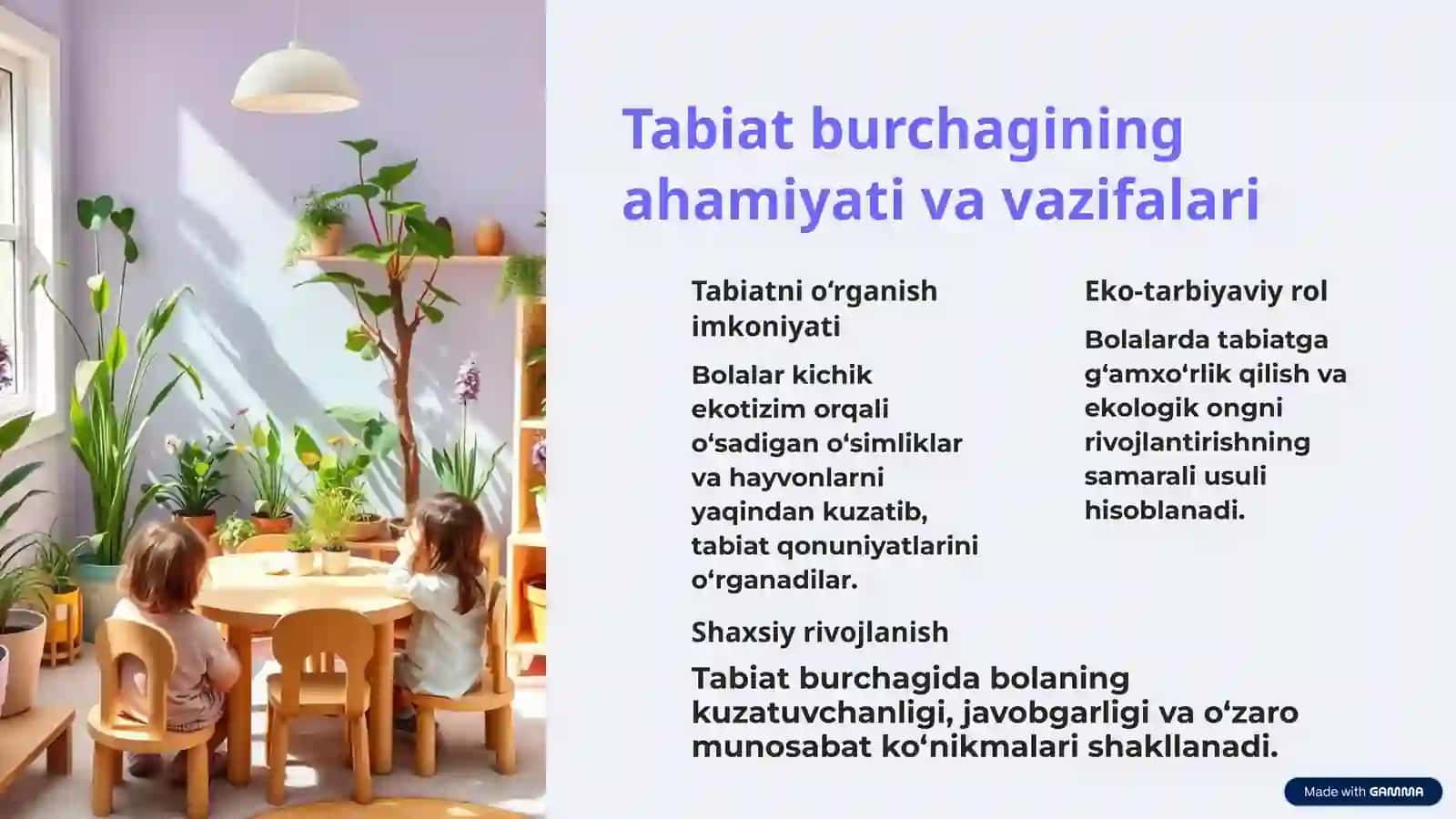Tabiat burchagini tashkil etish va unga qo‘yiladigan talablar 2