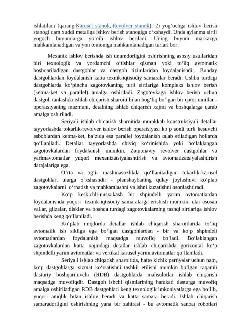 Detallar to‘plamiga ishlov berish uchun tokarlik stanogi 2