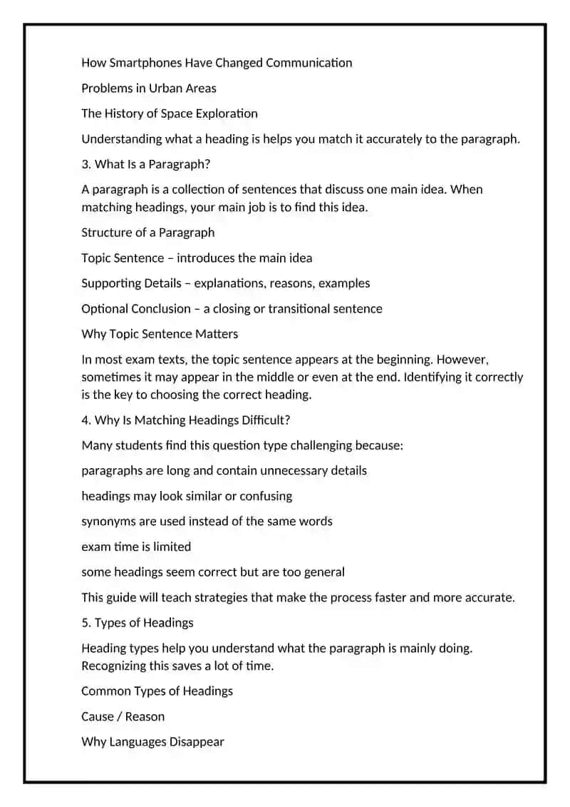 Matching Headings to Paragraphs - Complete Guide 2