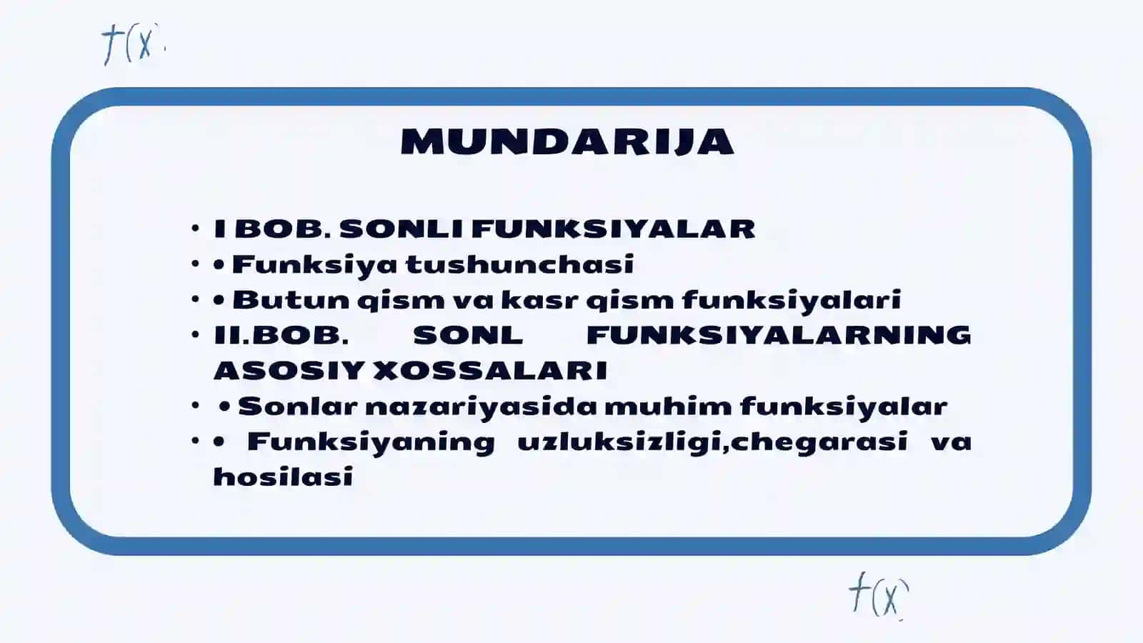 SONLI FUNKSIYALAR VA ULARNING XOSSALARI 2