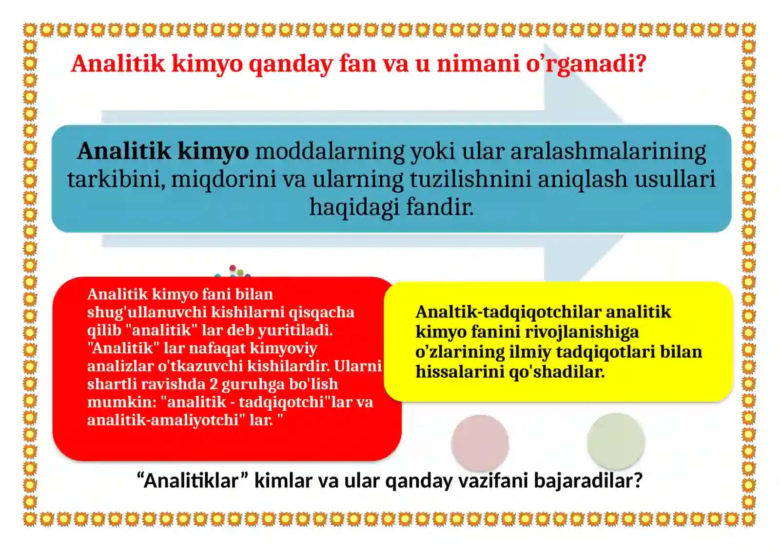 Analitik kimyo qanday fan va unimanio’rganadi? 2