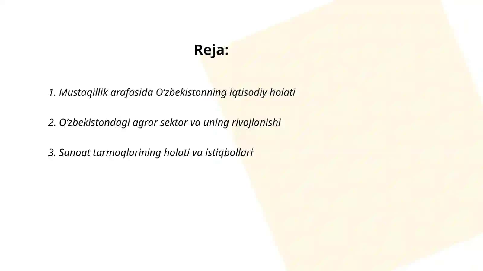 Mustaqillikka erishish arafasida.Oʻzbekistondagi ijtimoiy iqtisodiy jarayonlari 2