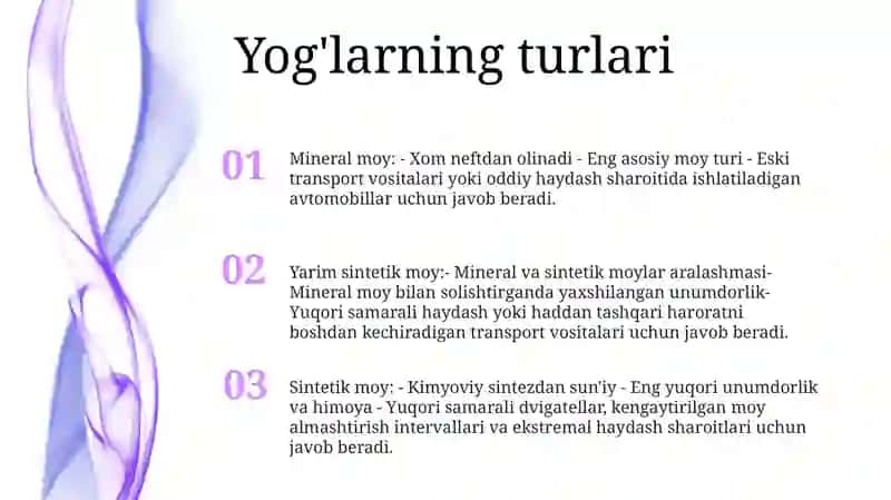 Mineral, Yarim Sintetik Va Sintetik Moylarning Xususiyatlari 2
