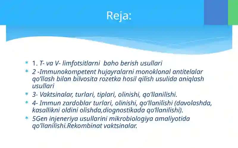 T,-V va tabiiy killer limfotsitlar sistemasi va ularning subpopulyatsiyalari. Xujayraviy va gumoral tipdagi immunreaktsiyalar. Immun patologik xolatlar 2