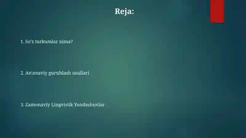 So‘z turkumlari va ularni guruhlash tamoillari 2