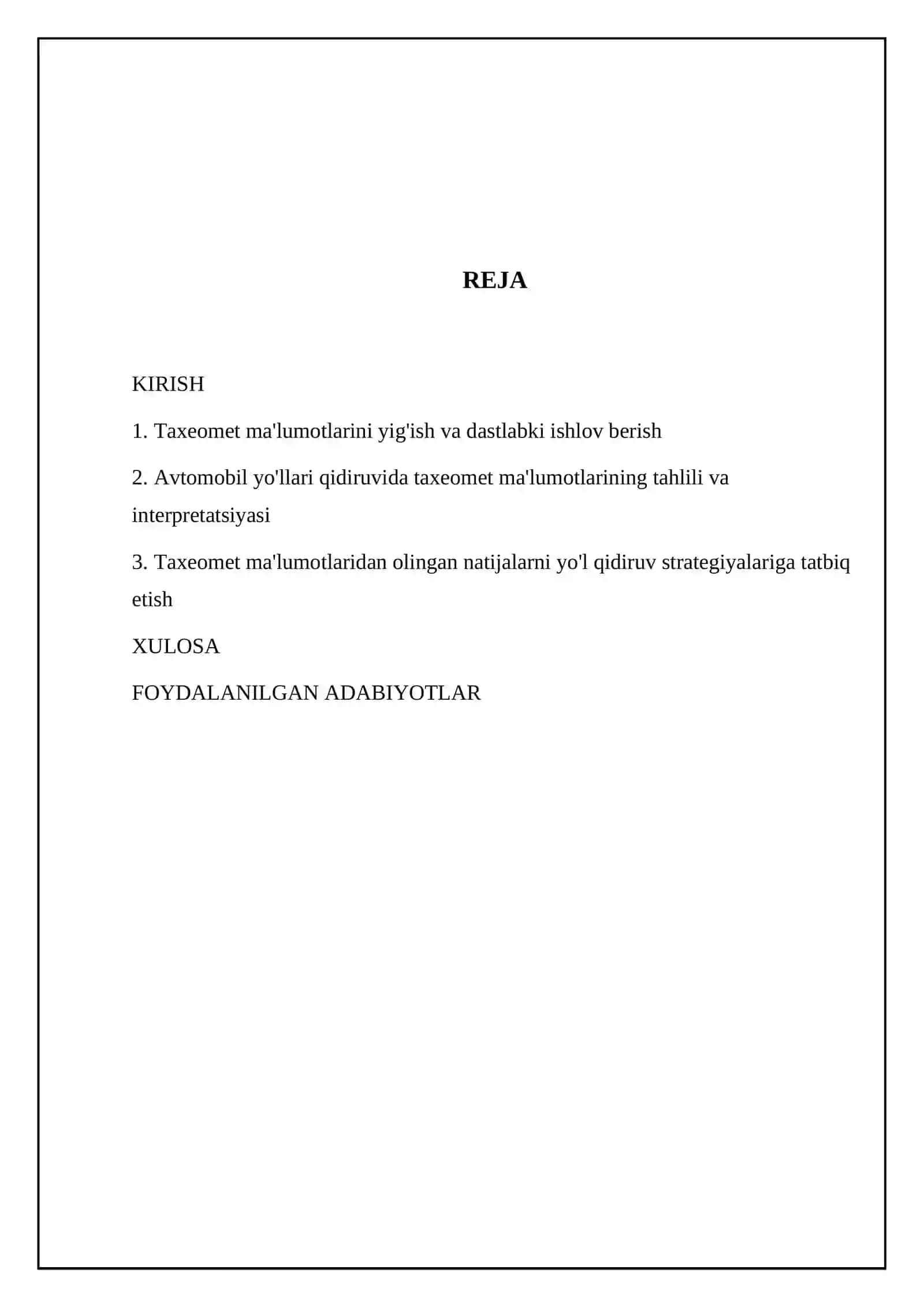 Avtomabil yo'llarini qidiruvida taxeomet bilan ishlash 2