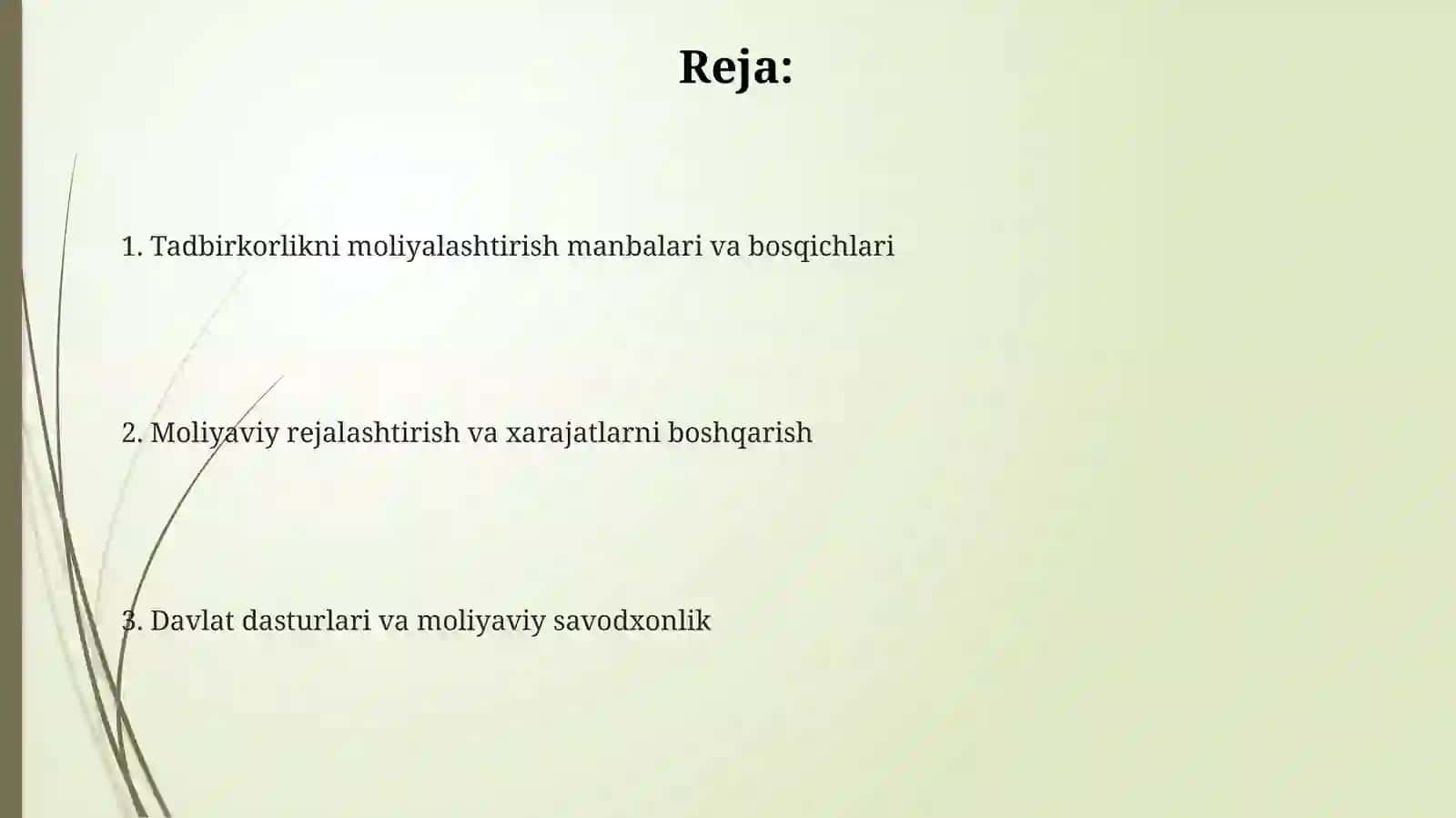Tadbirkorlik faoliyatini moliyalashtirish 2