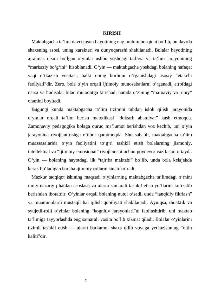 Maktabgacha ta’limda bolalar o‘yinlari 2