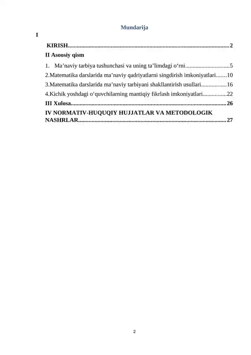 Boshlangʼich sinf matematika kursini oʻqitishda maʼnaviy, mantiqiy tarbiya berish 2