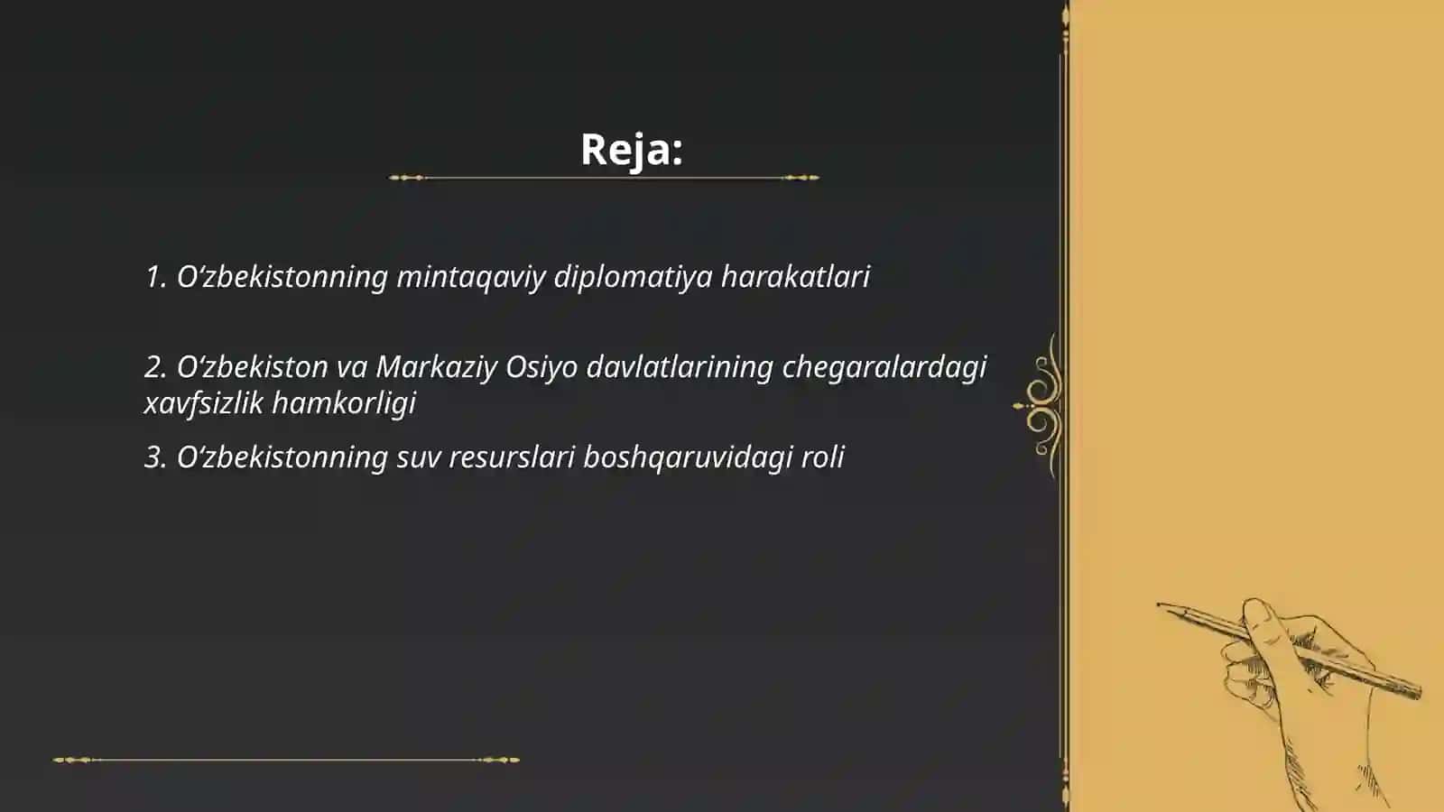Oʻzbekistonning Markaziy Osiyoda tinchlik va barqarorlikni ta'minlashdagi oʻrni 2