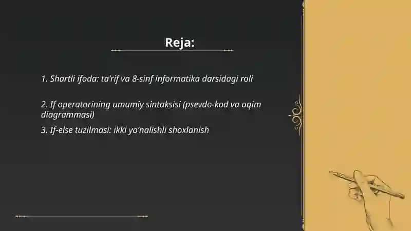 8 sinf informatika shartli ifoda 2