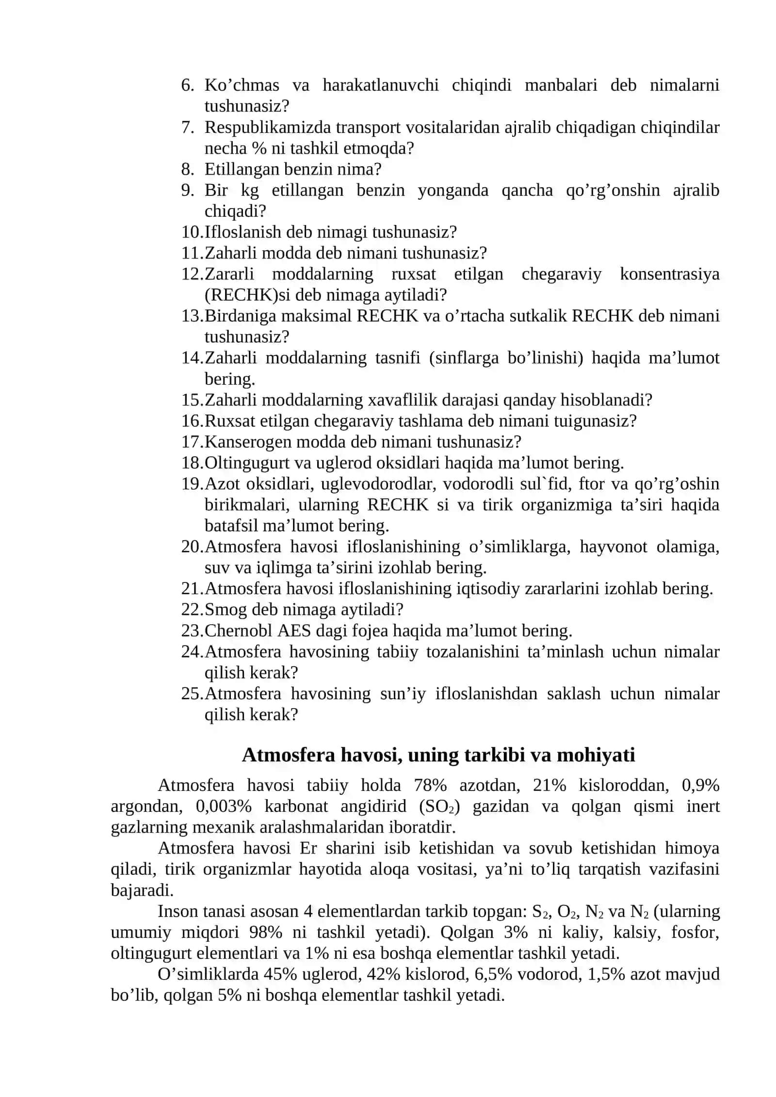 Atmosferaning tarkibi va uning ifloslanish manbalari 2