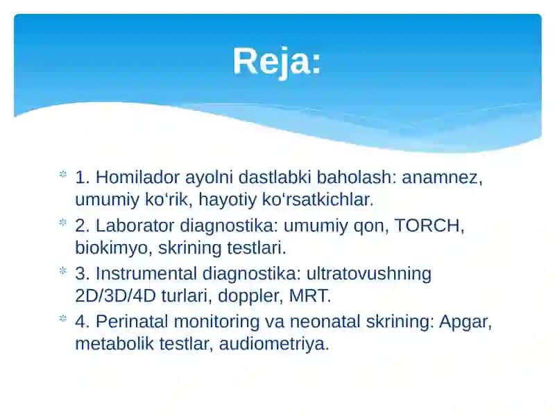 Akusherlik va perinatologiyada tekshiruv usullari 2