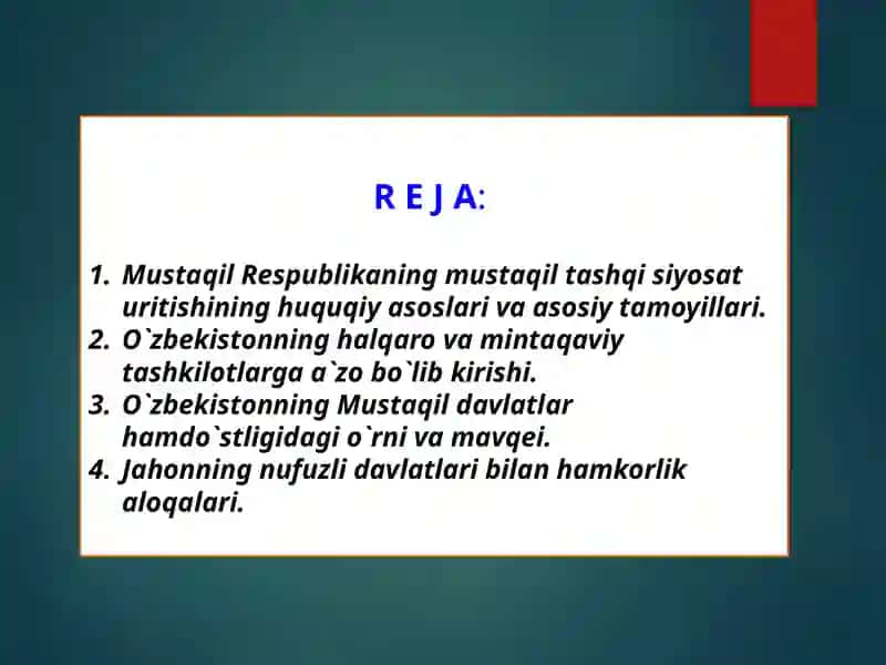O`ZBEKISTON VA JAHON HAMJAMIYATI 2
