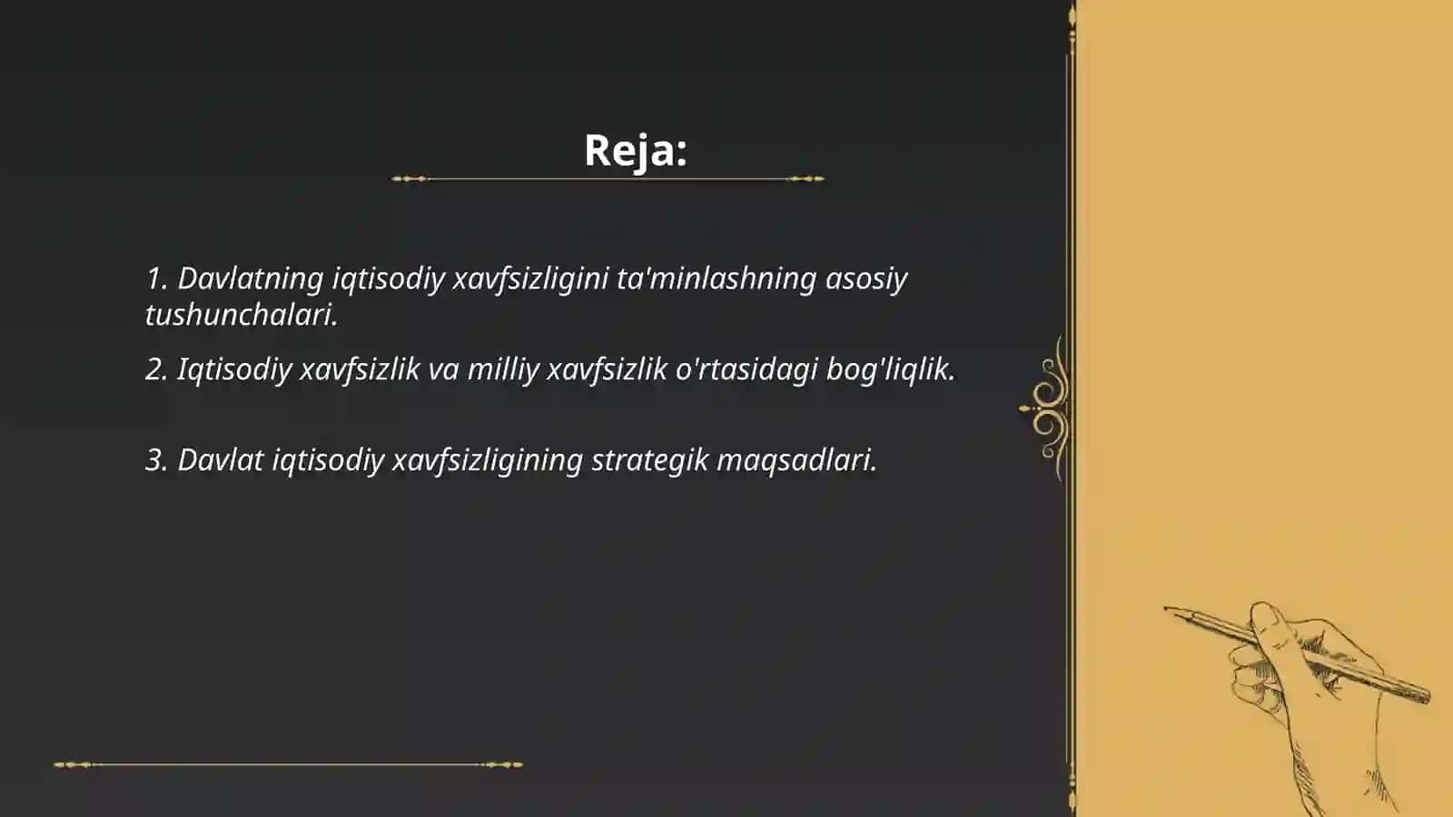 Davlatning iqtisodiy xavfsizligi va uni ta’minlashining ustuvor yo’nalishlari - Seitova Nasiba 2