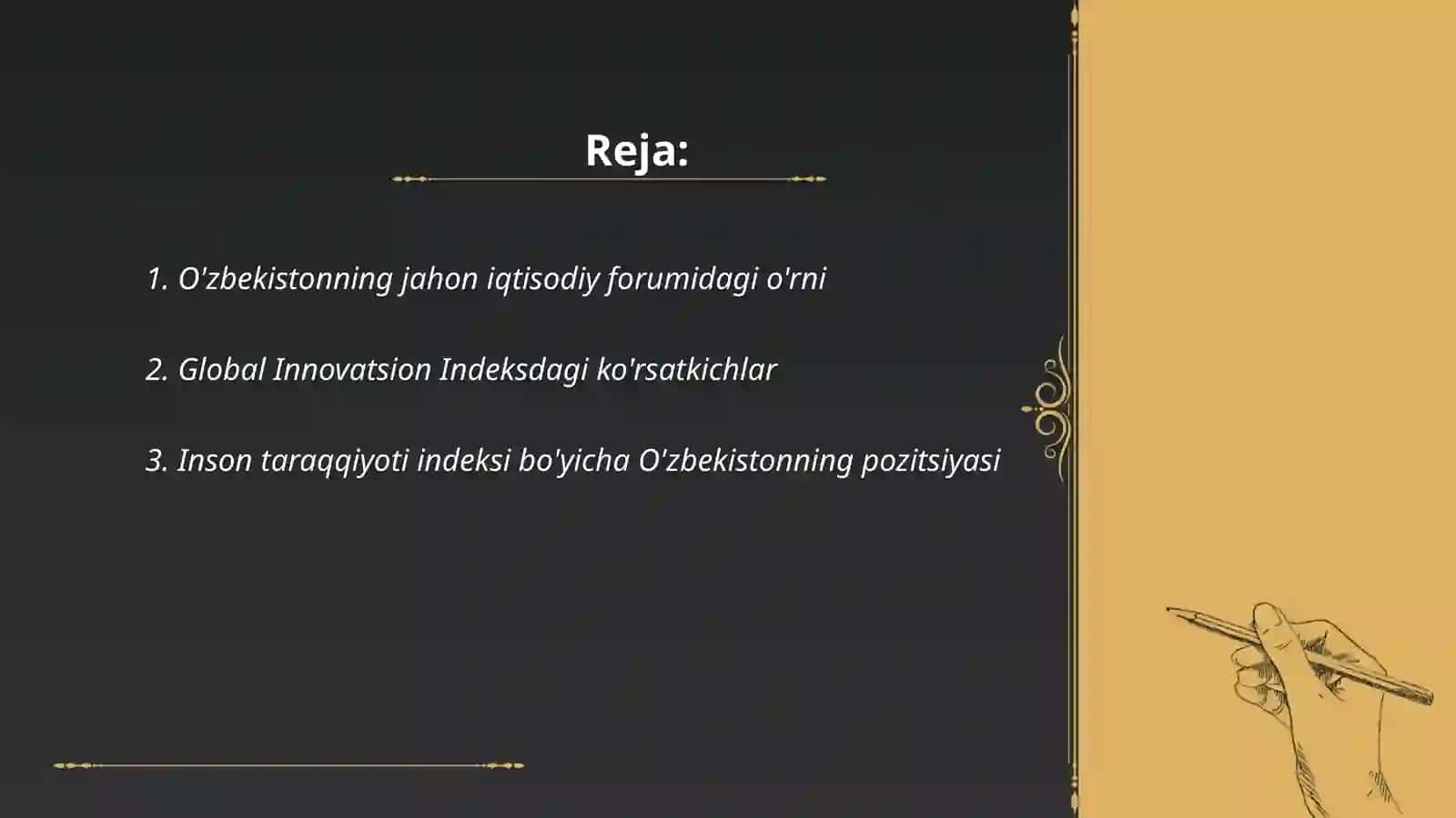 O'zbekiston Respublikasining xalqaro reyting va indekslardagi o'rni va nufuzini ortib borishi 2