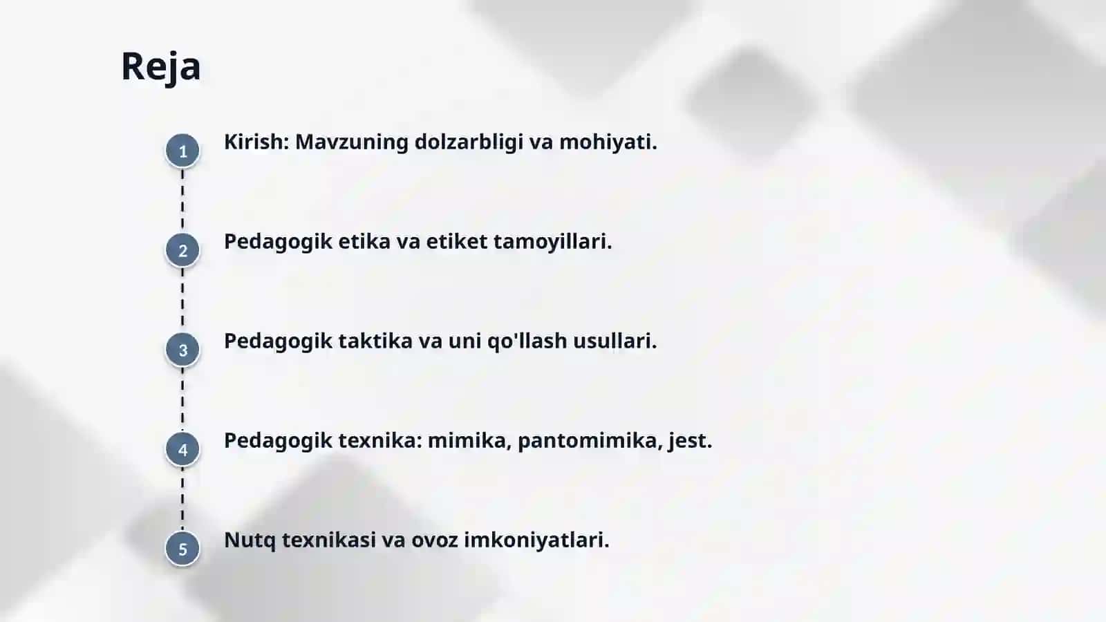 Pedagogik etika va etiket. Pedagogik taktika. Pedagogik texnika: mimika, pantomimika, jest. Nutq tex 2