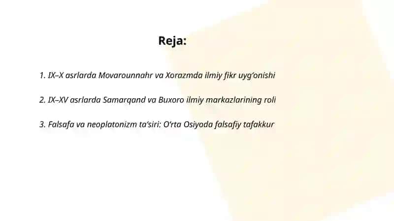IX-XV asrlarda oʻrta osiyodagi fikrlar 2