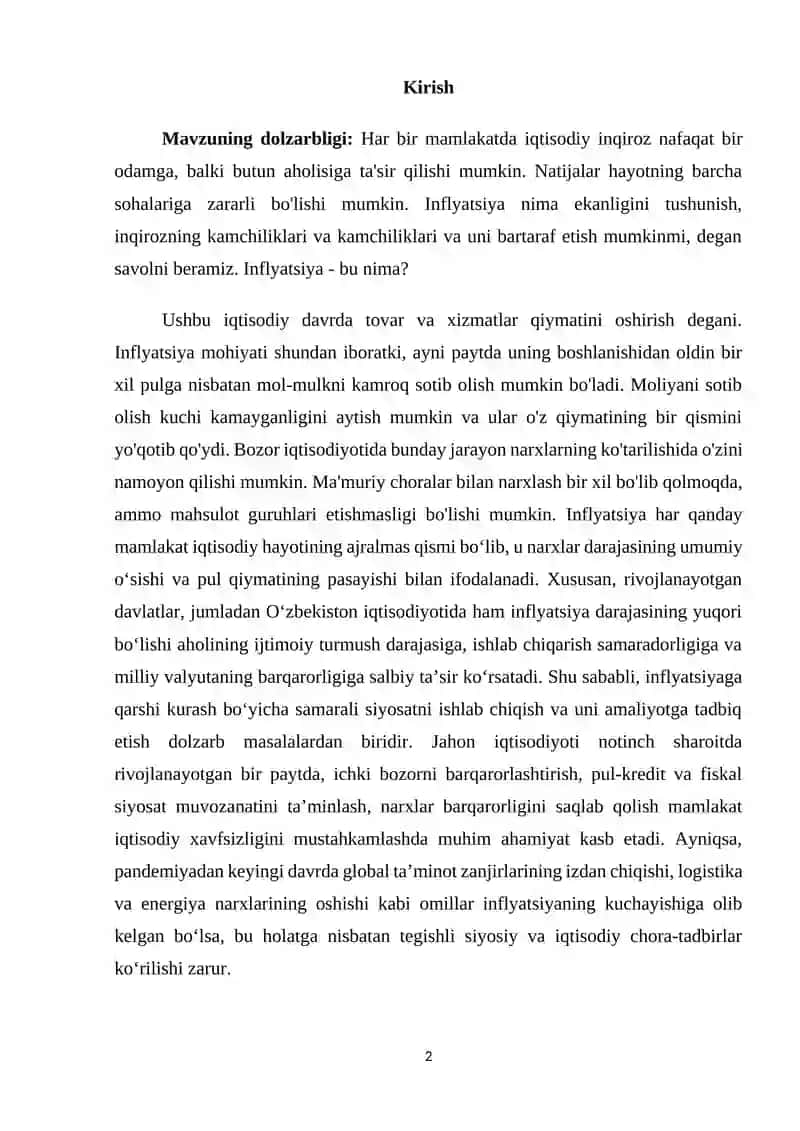 Inflyatsiyaga qarshi kurash siyosati 2