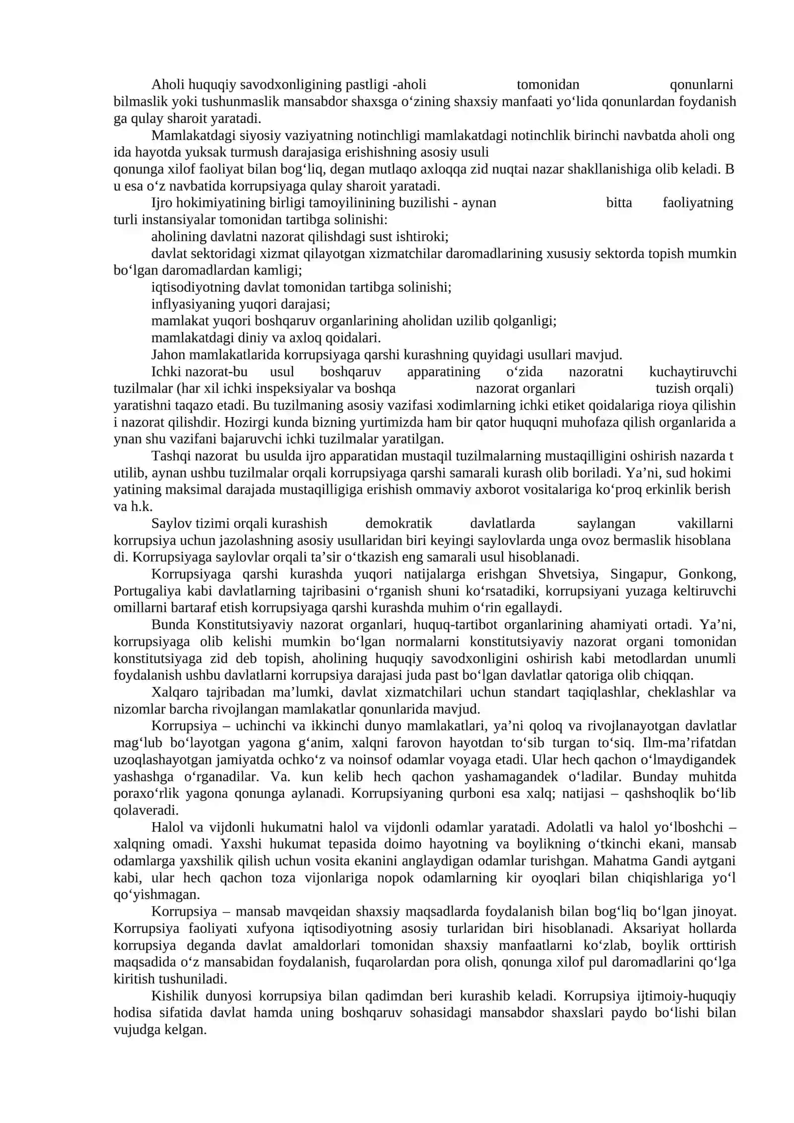 Korrupsiyaning mohiyati, oqibatlari va unga qarshi kurash mexanizmlari 2