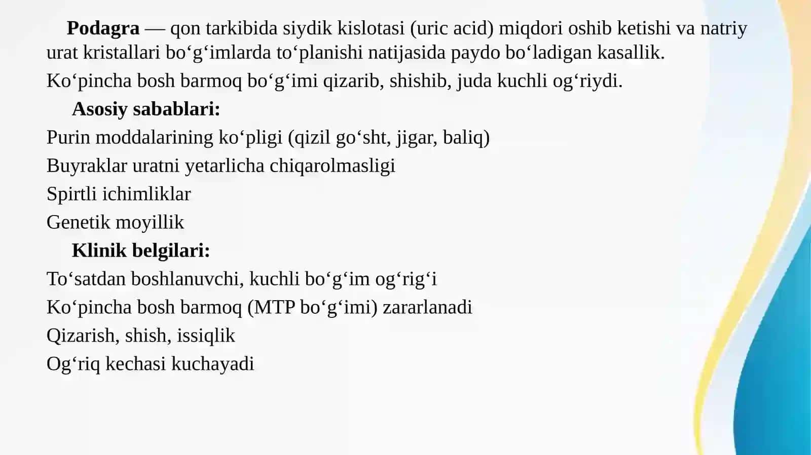 Podagra va semizlikni bartaraf etuvchi vositalar 2