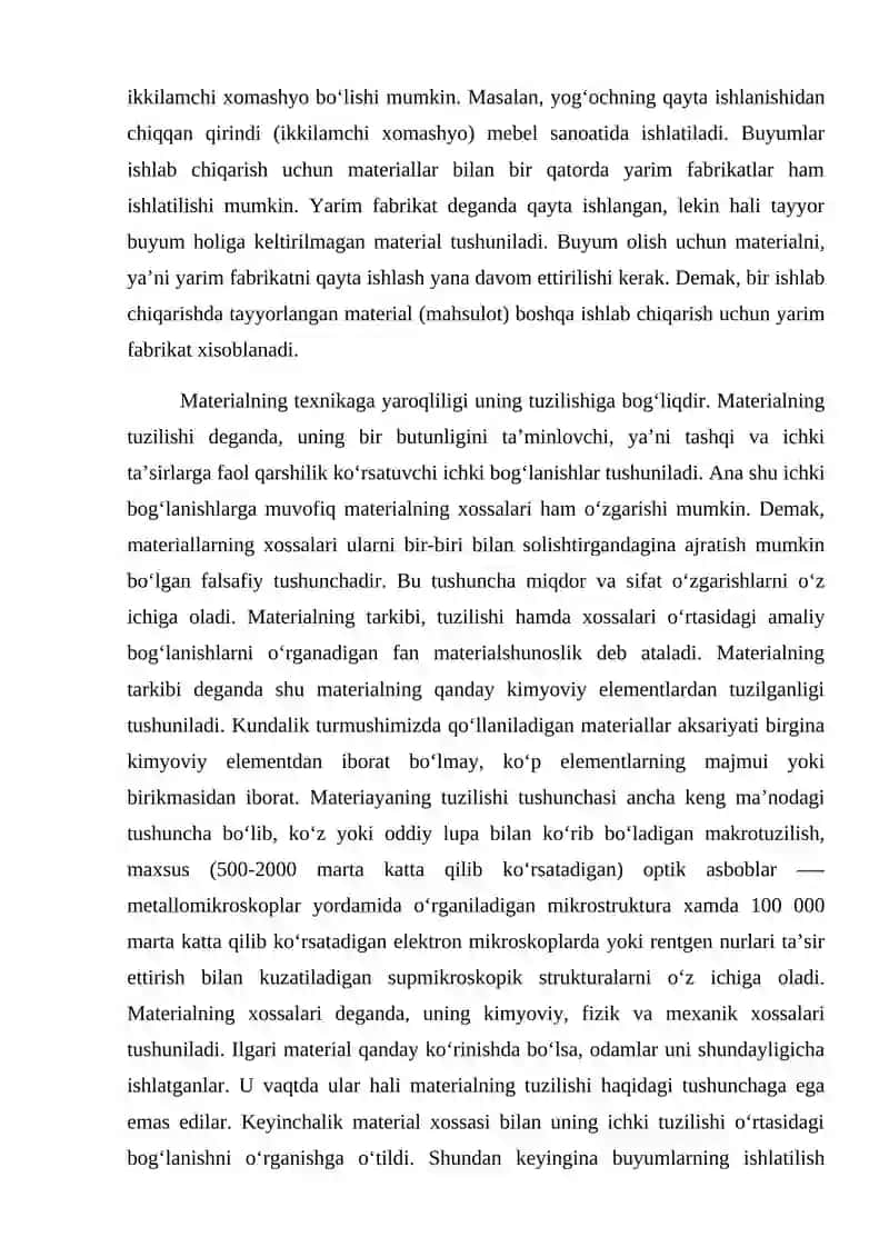 MATERIALShUNOSLIK VA KONSTRUKTSION MATERIALLAR FANINING PREDMETI VA MAZMUNI 2