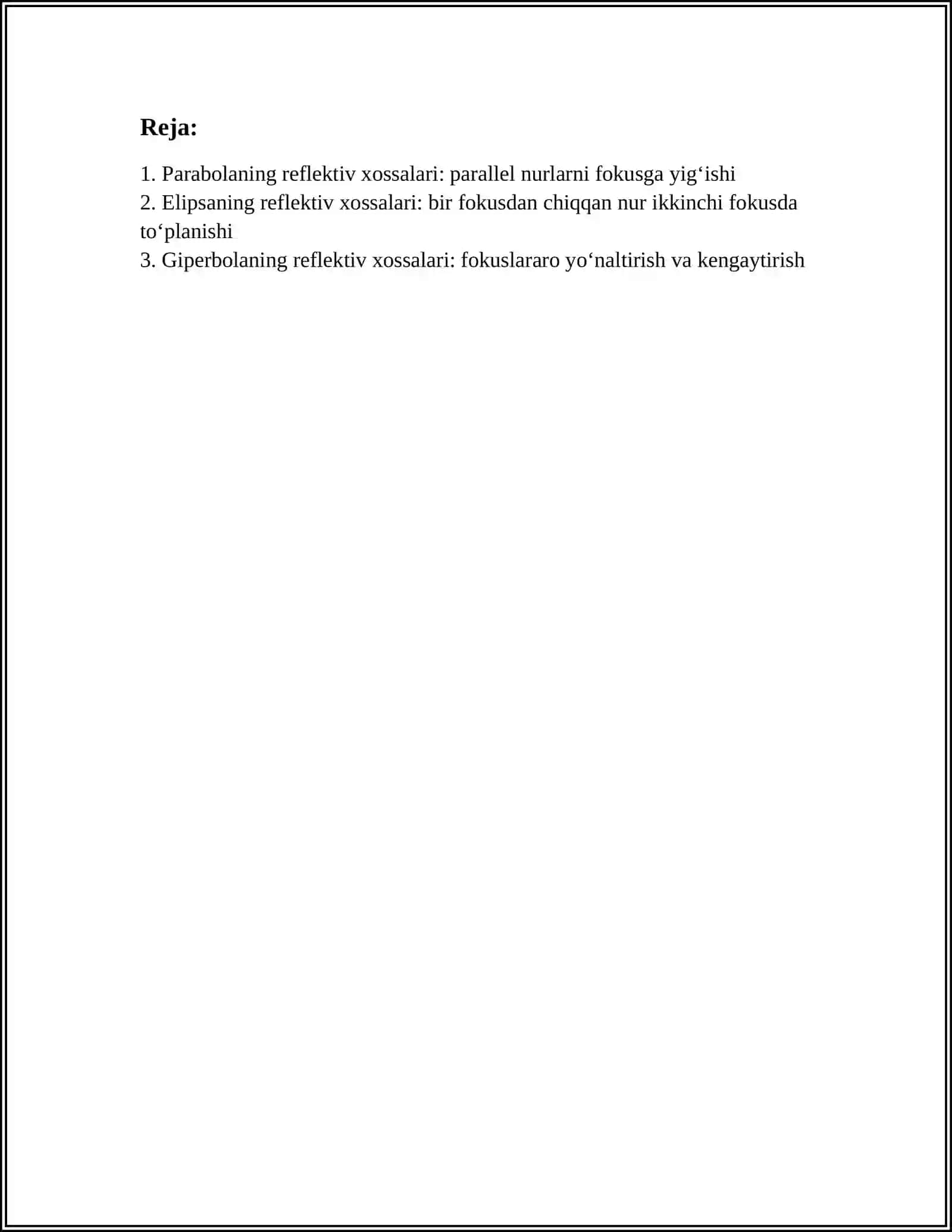 IKKINCHI TARTIBLI CHIZIQLARNING OPTIK XOSSALARI 2