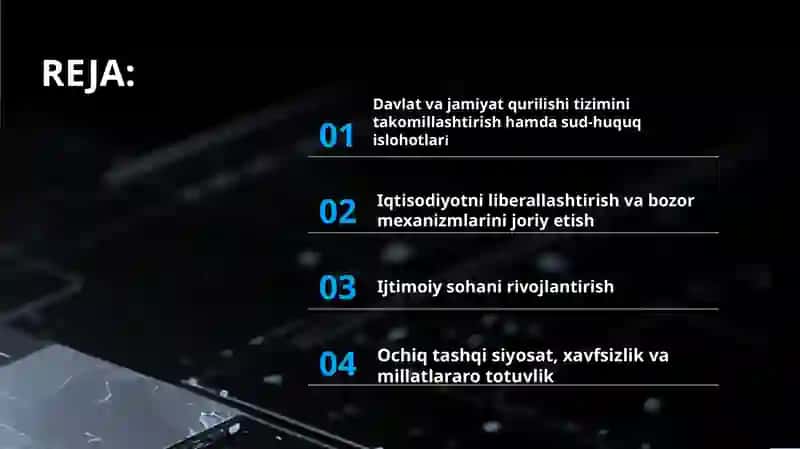 SH.M.Mirziyoyivning 2017- yildan xozzirgi kungacha O`zbekiston Respublikasida amalga oshirilgan islohatlar 2