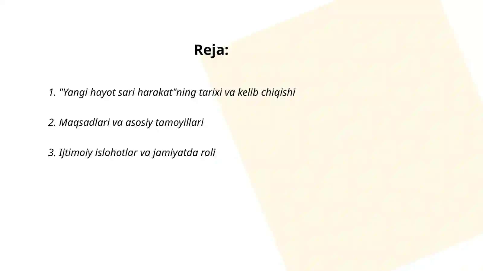 Yangi hayot sari harakat 2