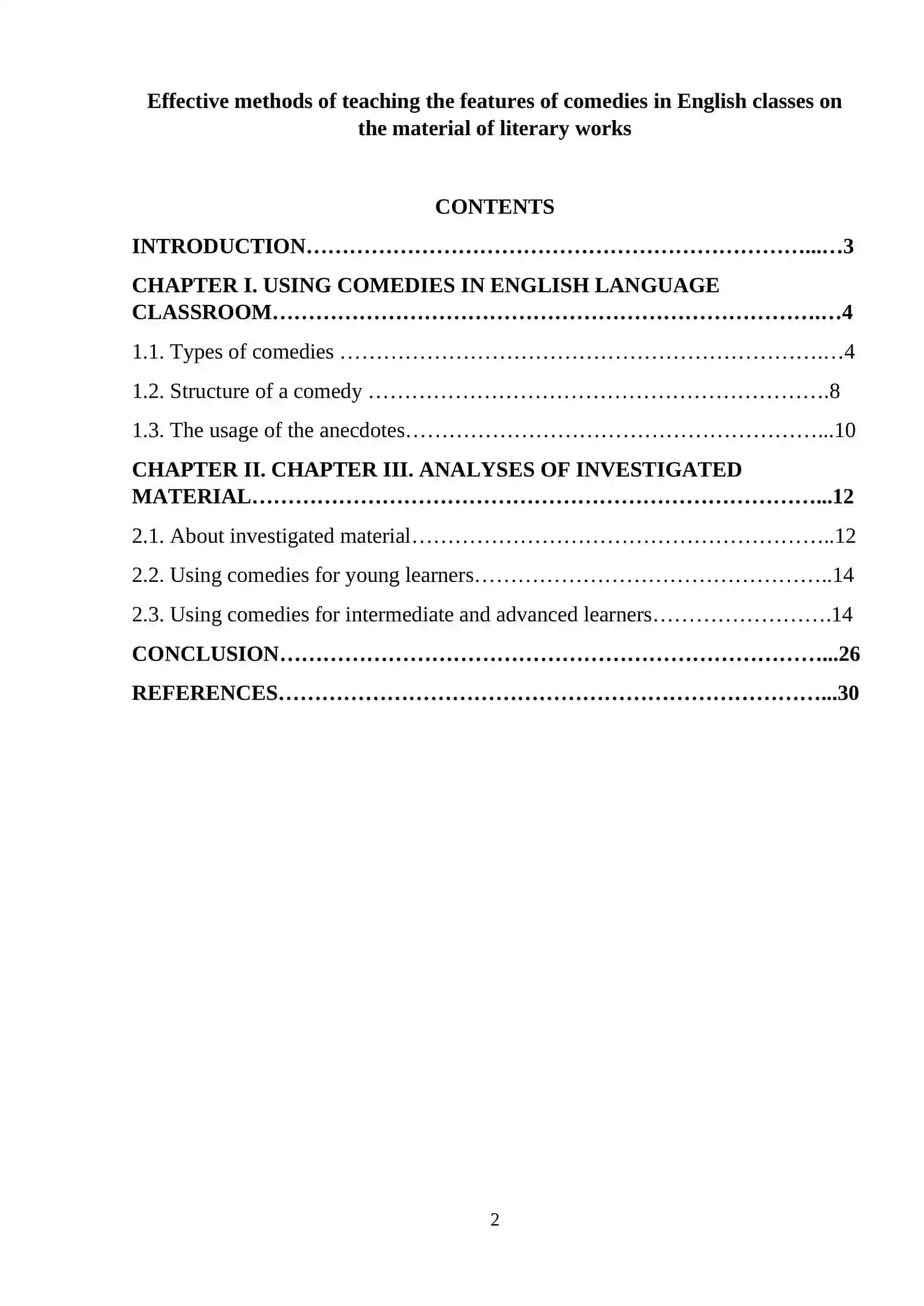 Effective methods of teaching the features of comedies in English classes on the material of literary works 2