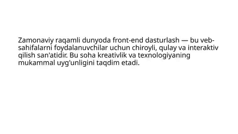 Front-end Dasturlashga Kirish: Veb-sahifalarni yaratish san'ati 2