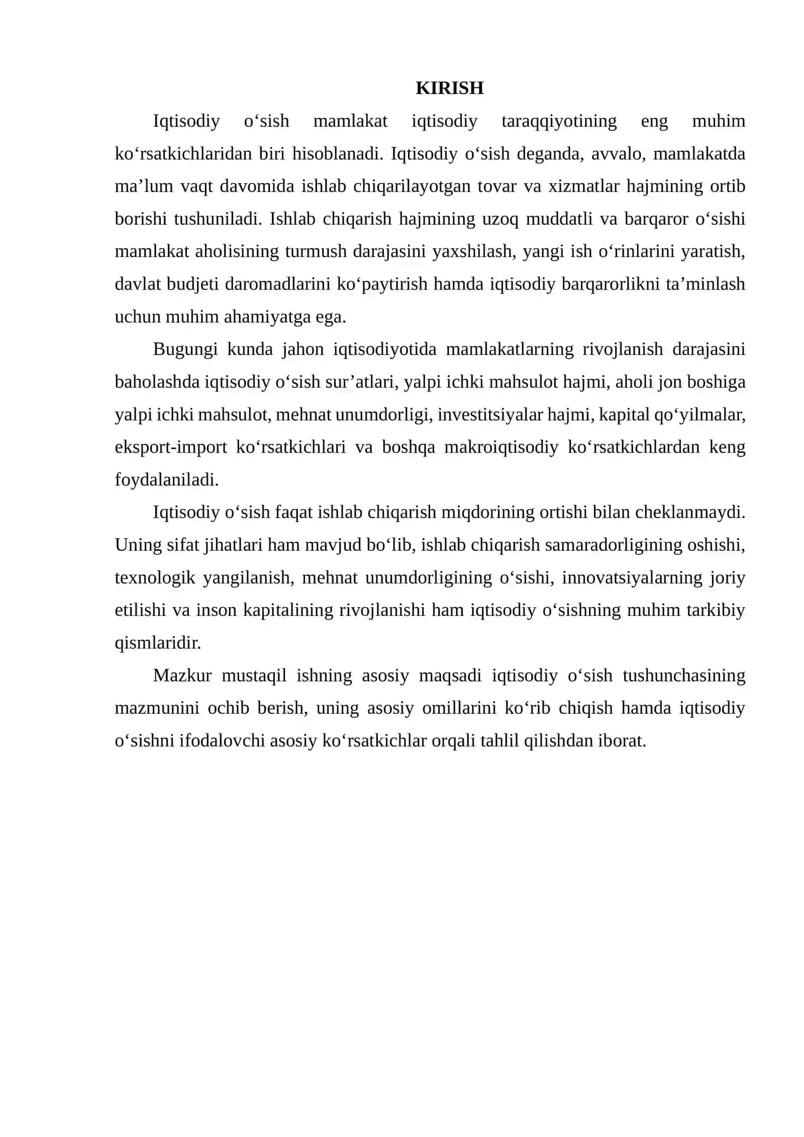 IQTISODIY O‘SISHNING UMUMIY TAVSIFI VA UNI ASOSIY KO‘RSATKICHLAR ORQALI TAHLIL QILISH 2