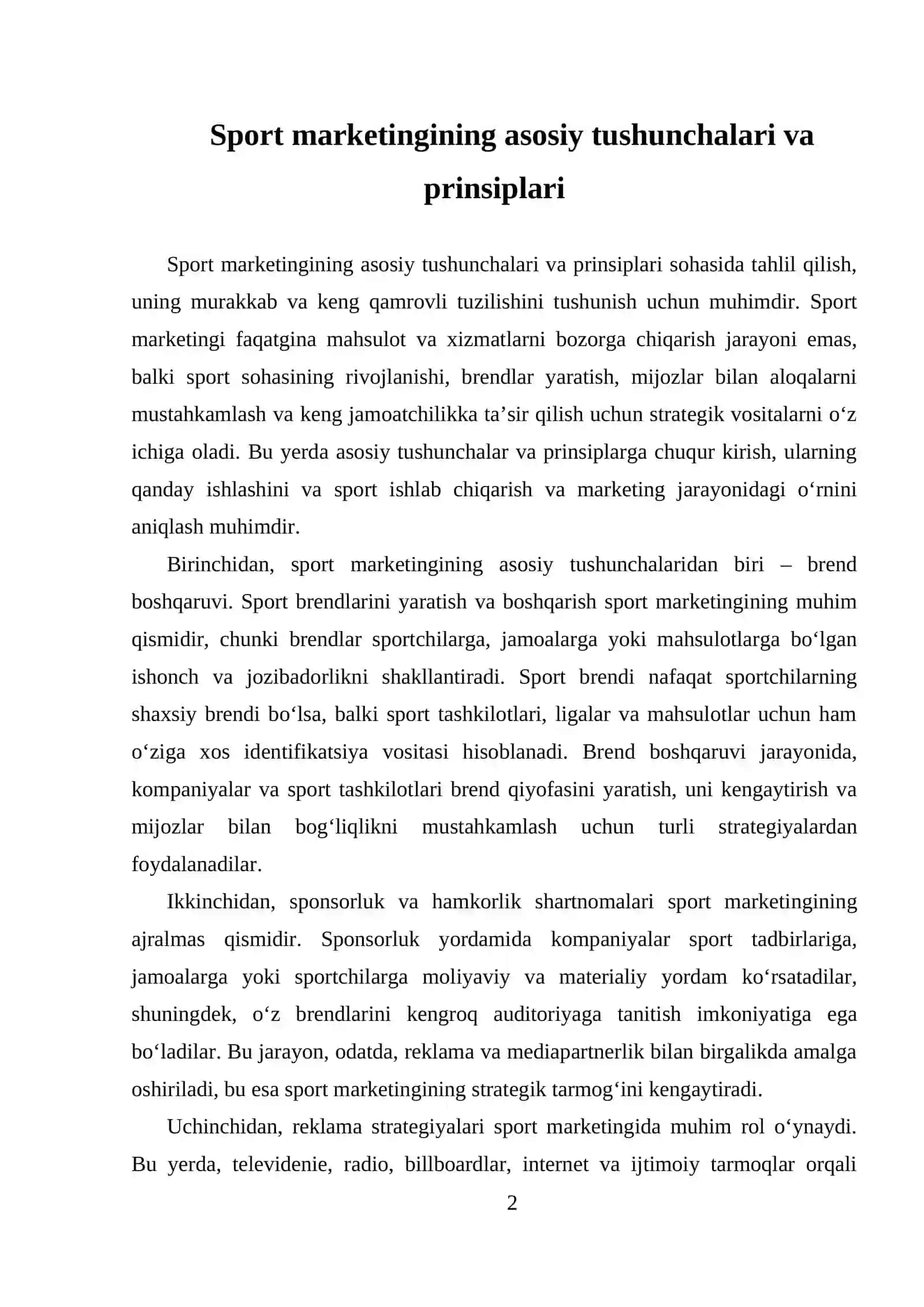 JISMONIY TARBIYA VA SPORT BOWQARUVI TIZIMIDA MARKETING 2