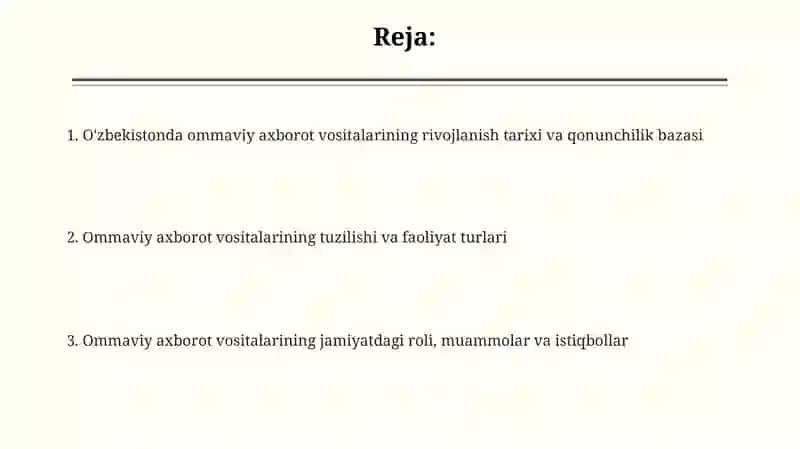 Ommaviy axborot vositalarining rivojlanish tarixi va qonunchilik bazasi 2