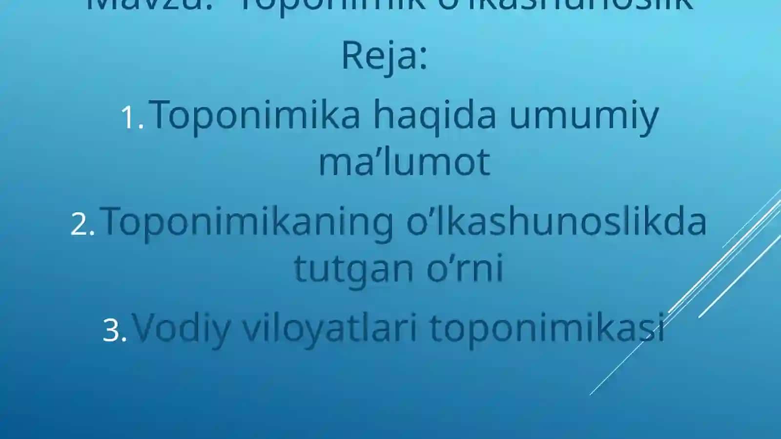 O'zbek tilida toponimika 2