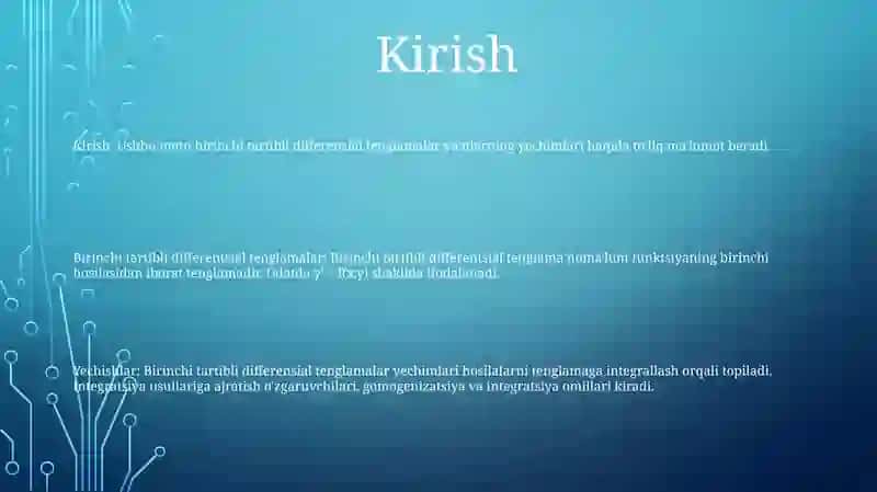 Bir Jinsliga Keltriladigan Differensial Tenglamalar Va Ularni Yechish 2