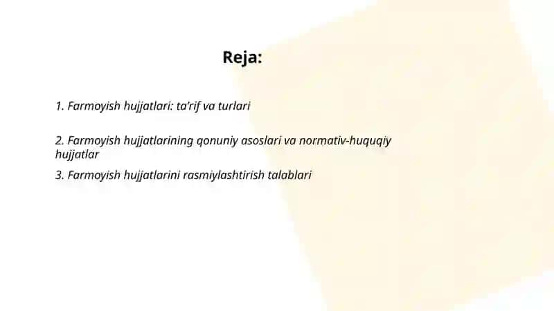 Farmoyish hujjatlari 2