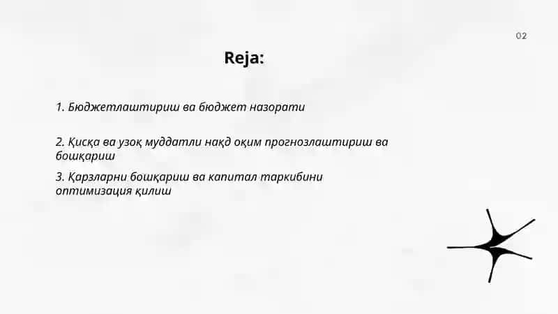 Молиявий режалаштириш ва тартибга солиш 2