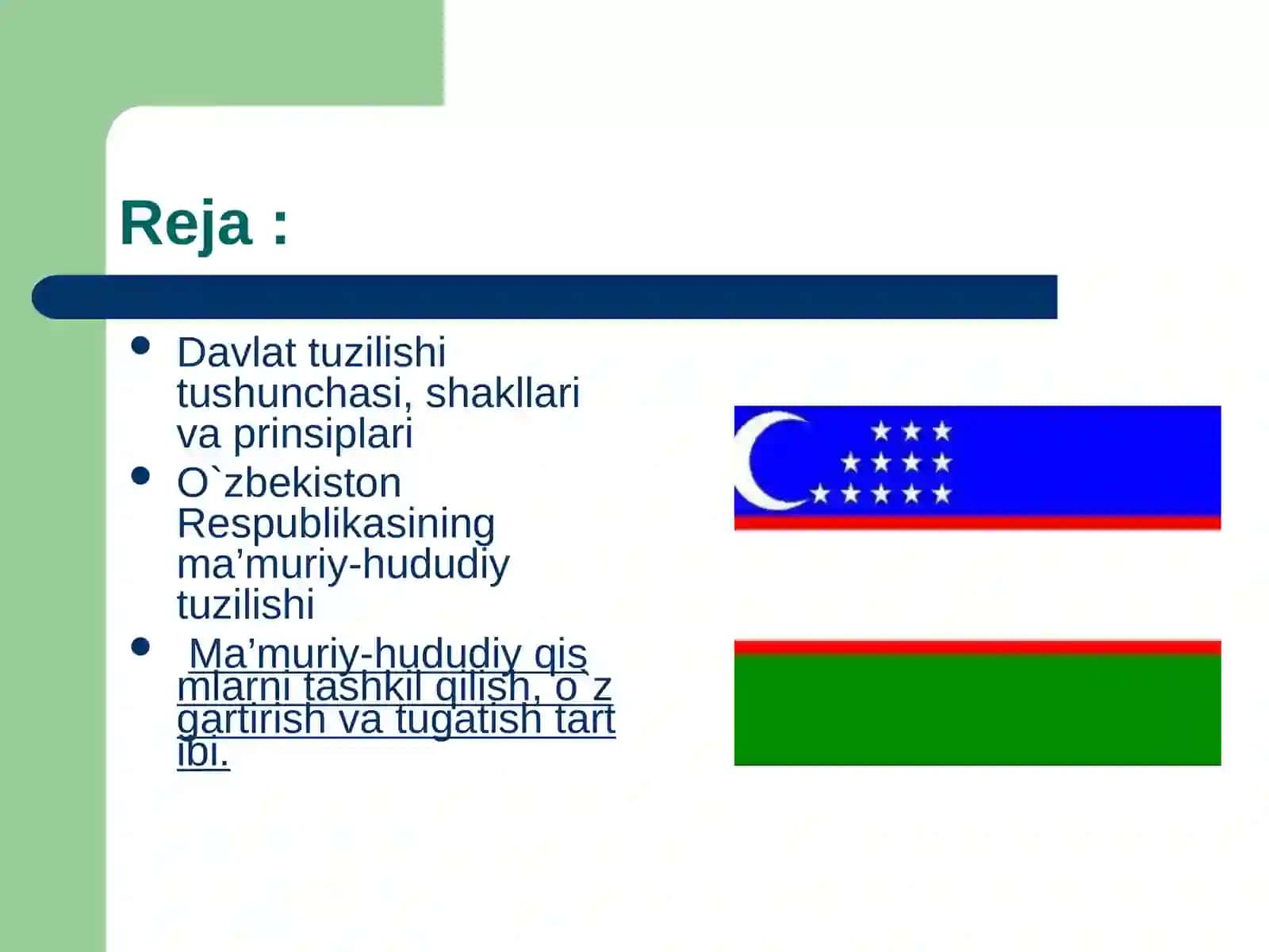 O`zbеkistоnRеspublikasiningdavlattuzilishivama’muriy-hududiybo`linishi 2